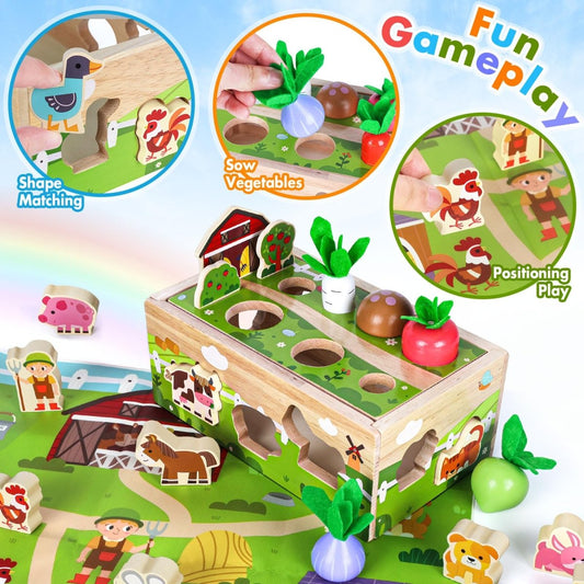 Montessori Carrot Toy with Animals, Storage, Shapes & Sorting - Babies Mall