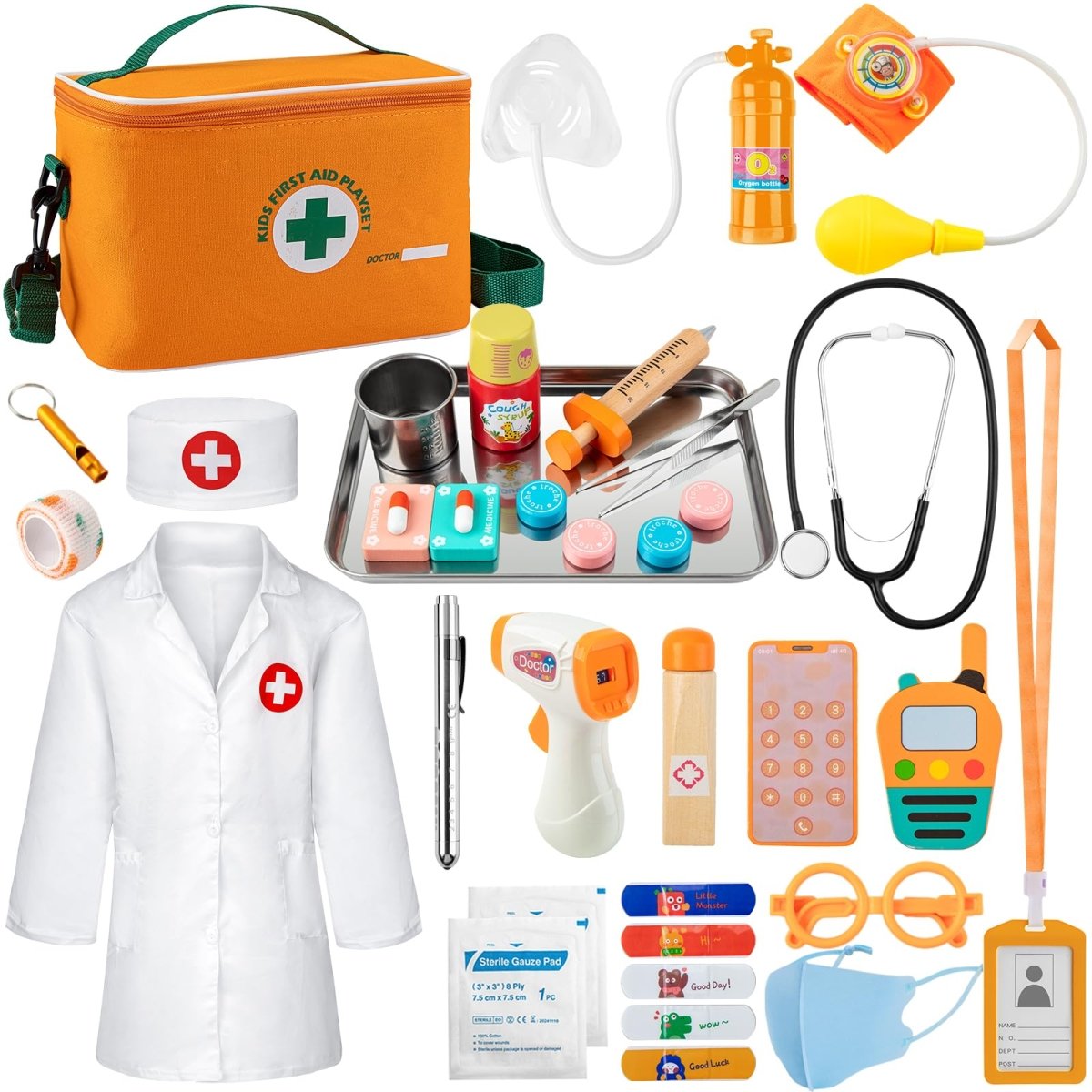 34 - Piece Doctor Kit with Real Stethoscope and Storage Bag for Kids - Babies Mall