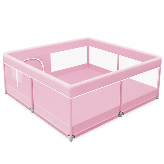 Baby Playpen 50–79 Inches with 360° Mesh, Zipper Door, Suction Feet - Babies Mall