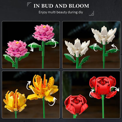 Flower Bouquet Set with 18 Botanical Stems, 1464PCS DIY Gift Kit - Babies Mall