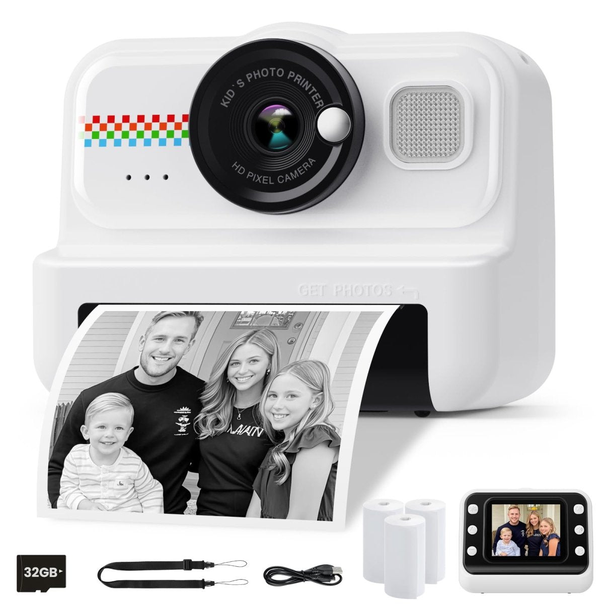 Instant Print Kids Camera with 1080P Video, Filters, 32GB Card & Paper - Babies Mall
