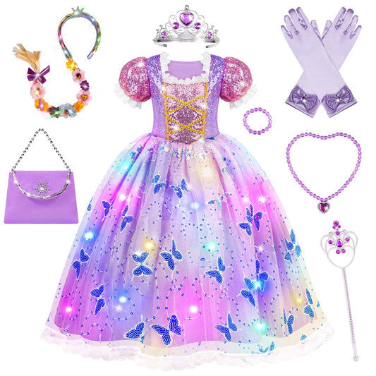 Light Up Princess Costume with Wig, Crown and Accessories for Girls - Babies Mall